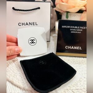 CHANEL Beaute White Mirror Duo with black dust bag and CHANEL Gift bag